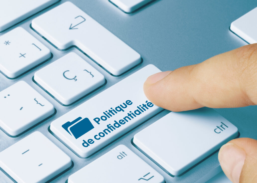 Clavier d'ordinateur avec écris politique de confidentialité